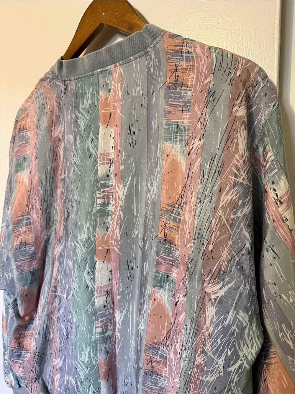 Vintage Silk Blend Long Sleeve Windbreaker V-Neck Sweater Retro M Golf